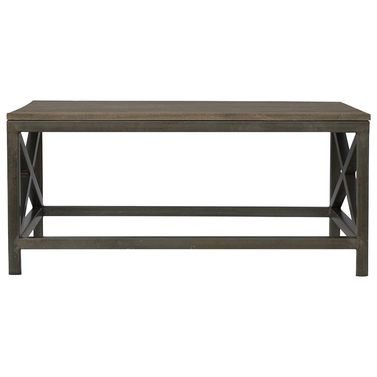 Industrial Cross Metal Coffee Table | Oatmeal Finish | Rustic-Industrial Design