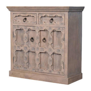 Jaipur Lattice Sideboard | Solid Mango Wood | Acid Wash Finish | 2 Drawer 2 Door Storage Cabinet
