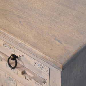 Jaipur Lattice Sideboard | Solid Mango Wood | Acid Wash Finish | 2 Drawer 2 Door Storage Cabinet