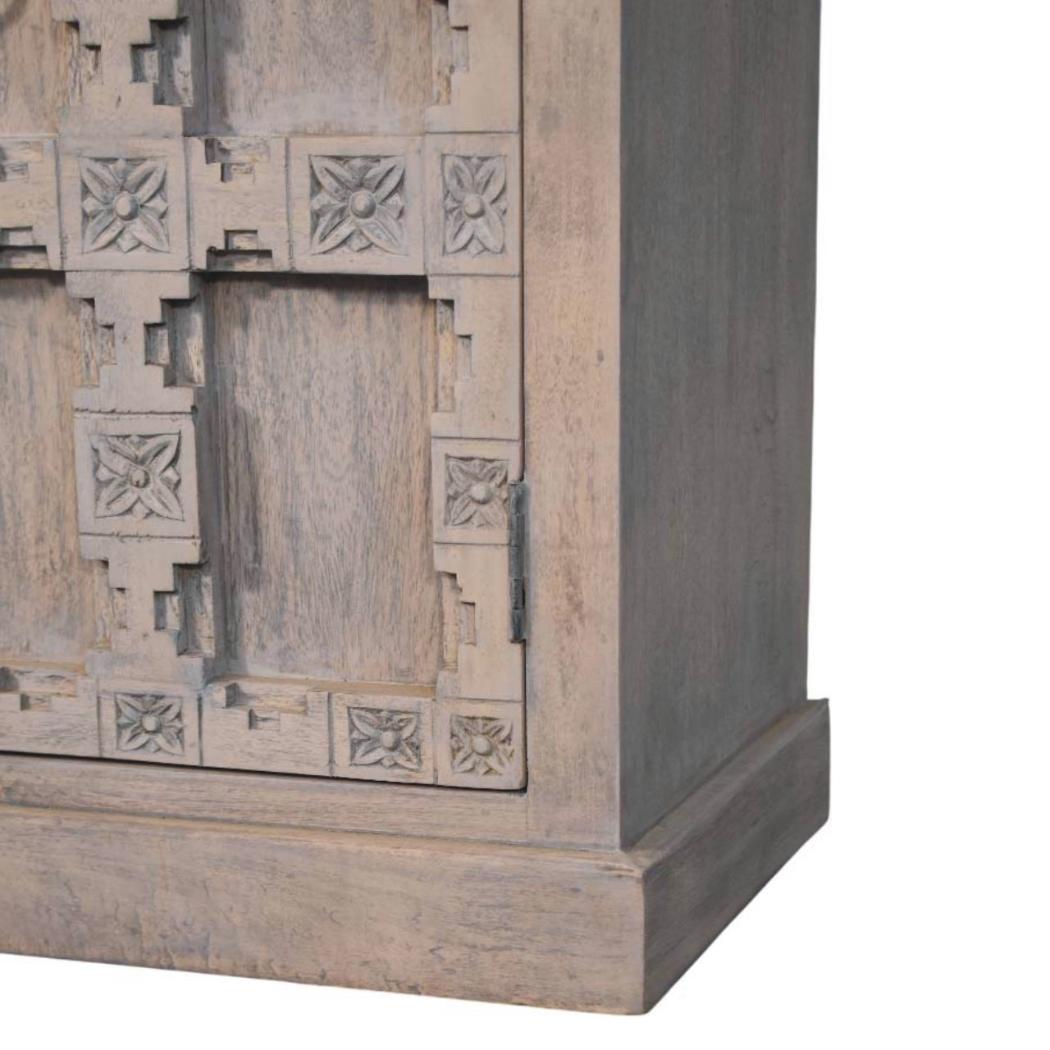 Jaipur Lattice Sideboard | Solid Mango Wood | Acid Wash Finish | 2 Drawer 2 Door Storage Cabinet