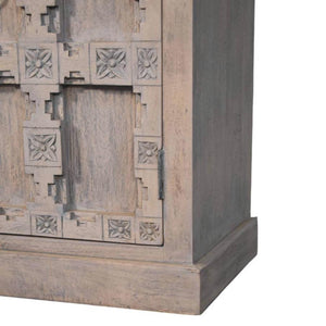 Jaipur Lattice Sideboard | Solid Mango Wood | Acid Wash Finish | 2 Drawer 2 Door Storage Cabinet
