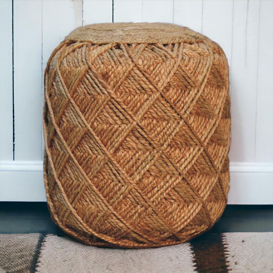 Jute Fibre Footstool | Large | Natural Textured Accent