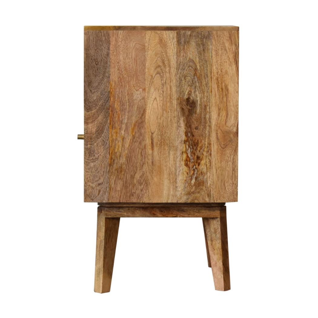 Knit Rattan Door Bedside | Solid Mango Wood | Oak Finish | Nordic Legs