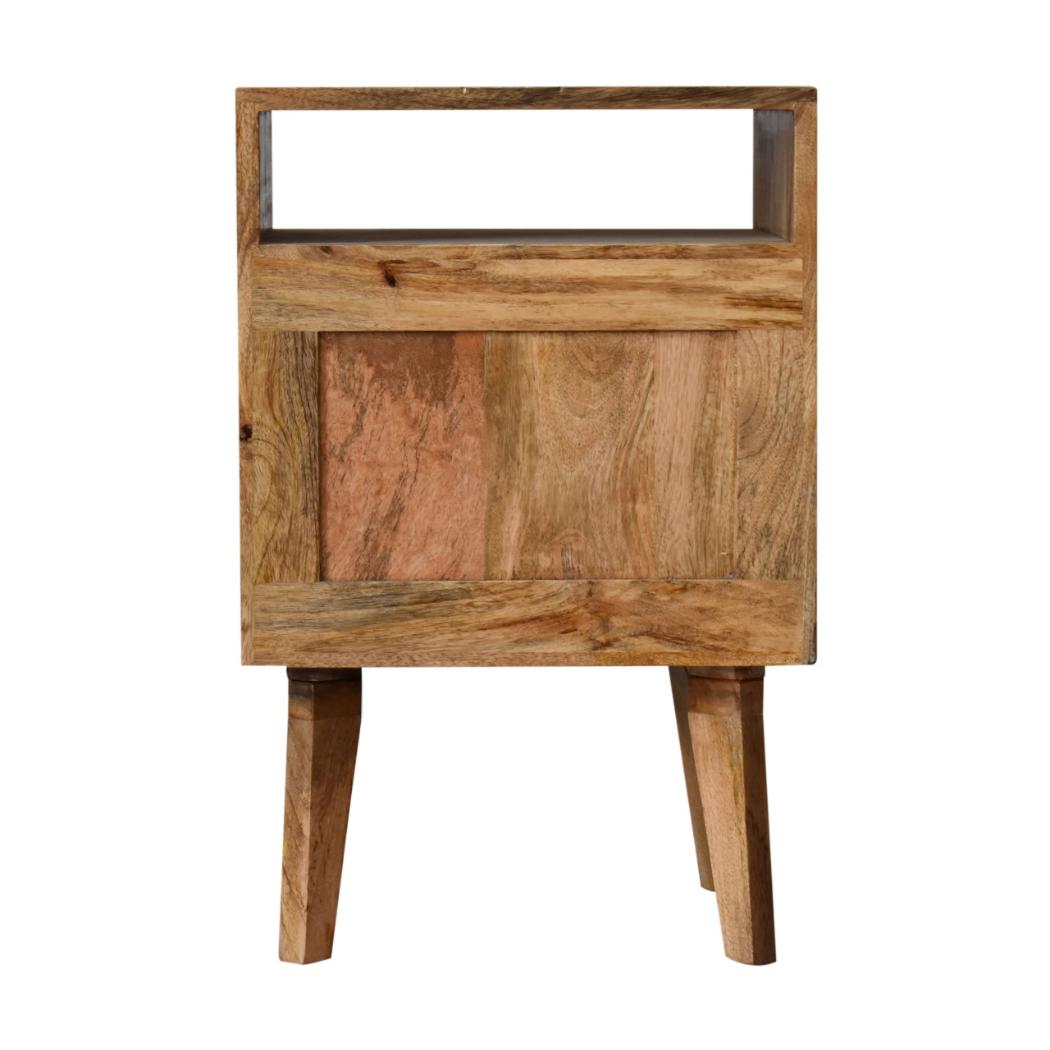 Knit Rattan Door Bedside | Solid Mango Wood | Oak Finish | Nordic Legs