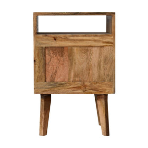Knit Rattan Door Bedside | Solid Mango Wood | Oak Finish | Nordic Legs