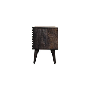 Kobe Slatted Media Unit | Solid Mango Wood | Ash Black Finish | 2 Drawers & 2 Shelves