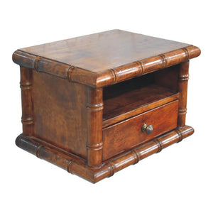 Kora Open Shelf Wall-Mounted Bedside Table | Solid Mango Wood | One Drawer | Chestnut Finish