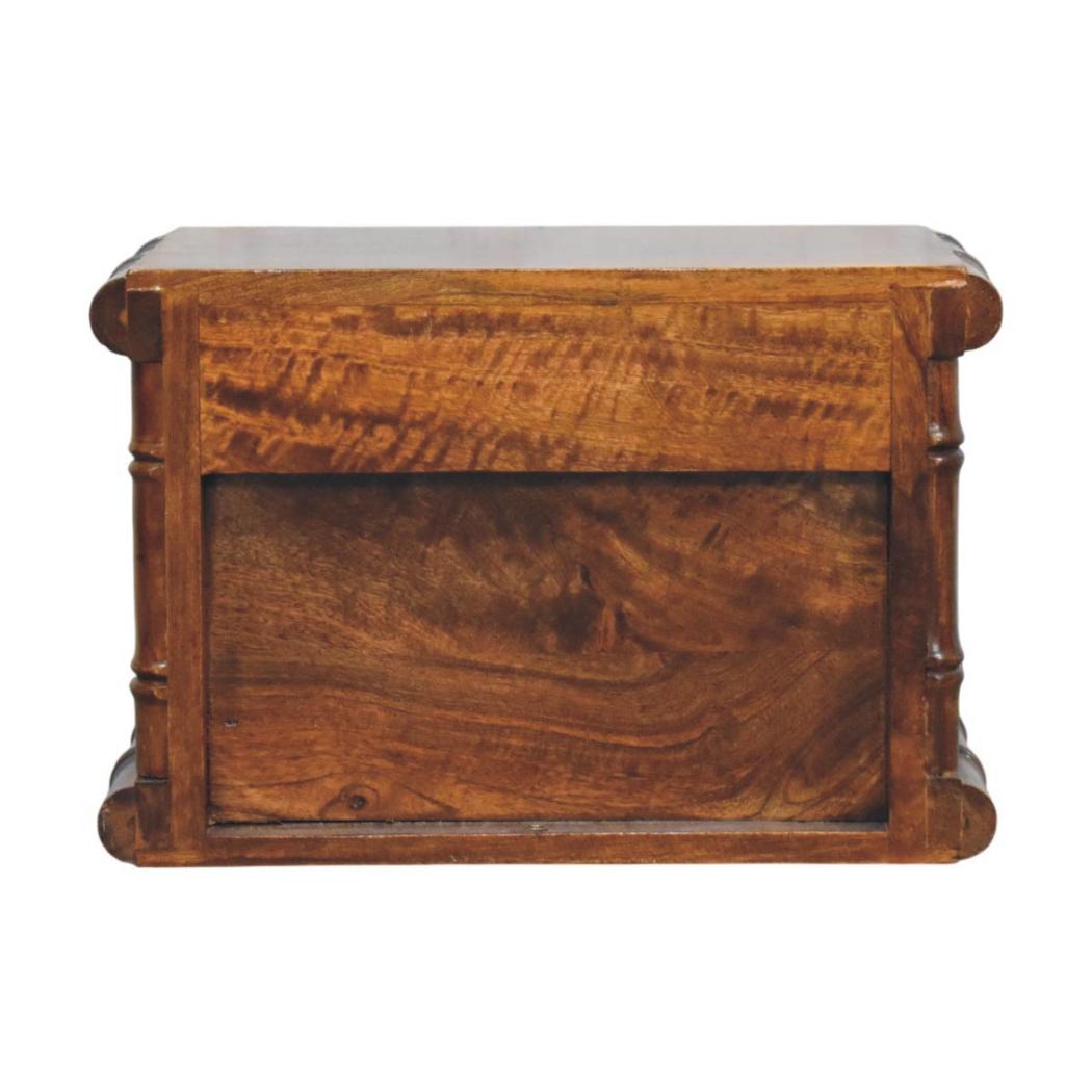 Kora Open Shelf Wall-Mounted Bedside Table | Solid Mango Wood | One Drawer | Chestnut Finish