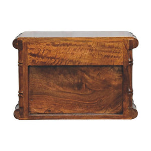 Kora Open Shelf Wall-Mounted Bedside Table | Solid Mango Wood | One Drawer | Chestnut Finish