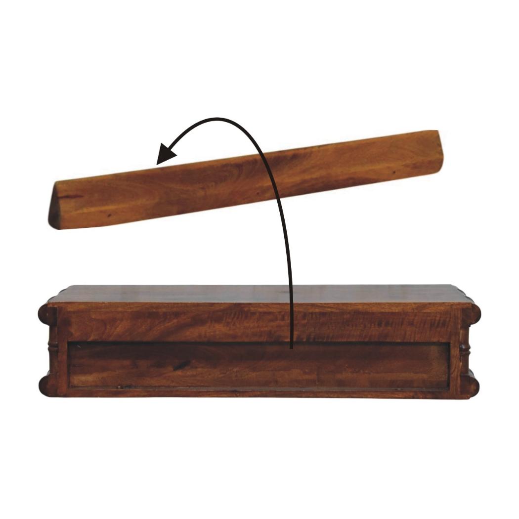 Kora Two Drawer Console Table | Solid Mango Wood | Bamboo-Inspired Detail | Chestnut Finish