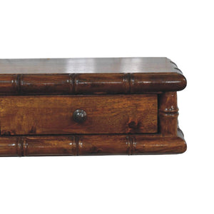 Kora Two Drawer Console Table | Solid Mango Wood | Bamboo-Inspired Detail | Chestnut Finish