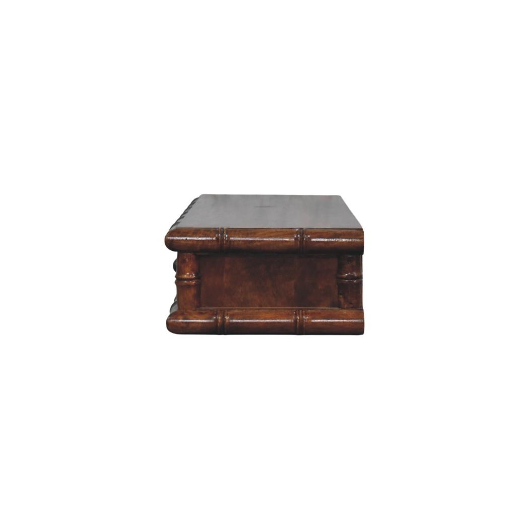 Kora Two Drawer Console Table | Solid Mango Wood | Bamboo-Inspired Detail | Chestnut Finish