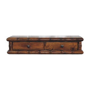 Kora Two Drawer Console Table | Solid Mango Wood | Bamboo-Inspired Detail | Chestnut Finish