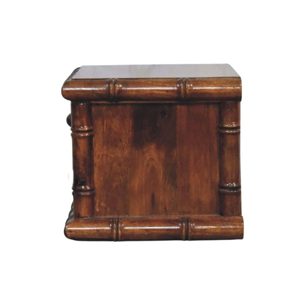 Kora Wall-Mounted Bedside Table | Solid Mango Wood | Two Drawers | Chestnut Finish