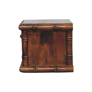 Kora Wall-Mounted Bedside Table | Solid Mango Wood | Two Drawers | Chestnut Finish