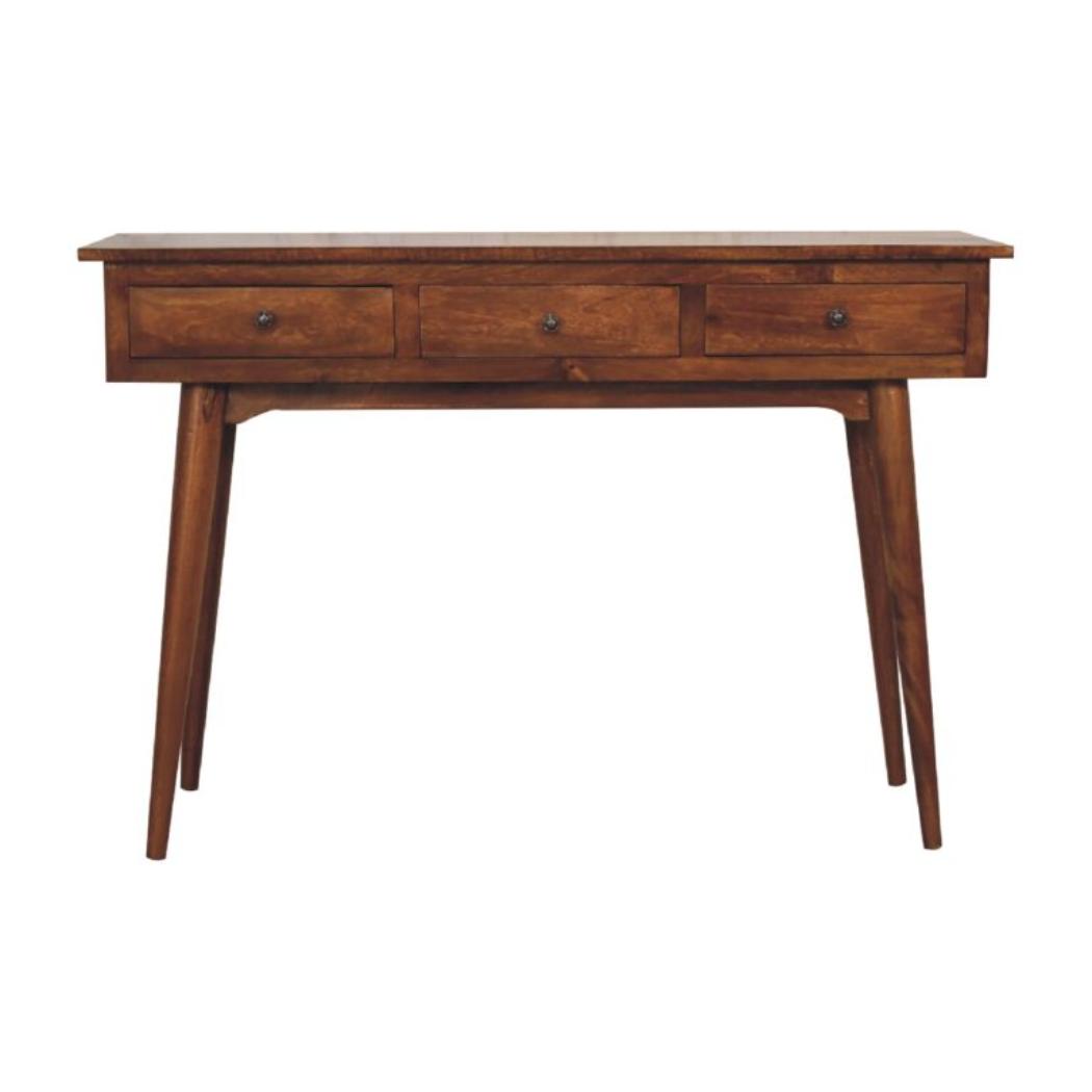 Large 3 Drawer Console Table | Chestnut Finish | Hallway Storage