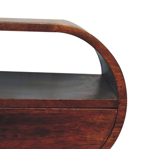 Large Circular Open Bedside Table | Chestnut Finish | Open Storage