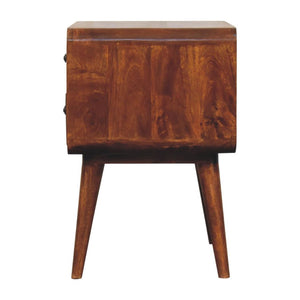 Large Curved Bedside Table | Chestnut Finish | Spacious Storage
