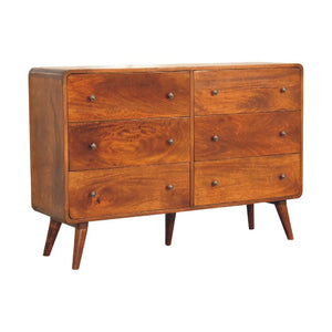 Large Curved Chestnut Chest | Solid Mango Wood | Sculptural Curved Design