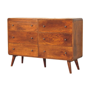 Large Curved Chestnut Chest | Solid Mango Wood | Sculptural Curved Design