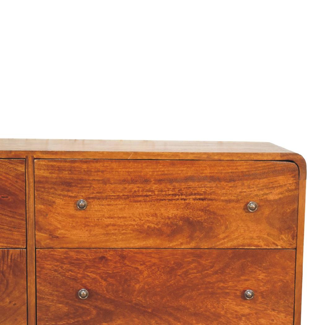 Large Curved Chestnut Chest | Solid Mango Wood | Sculptural Curved Design