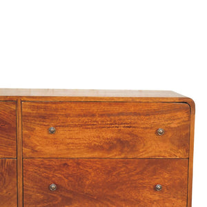 Large Curved Chestnut Chest | Solid Mango Wood | Sculptural Curved Design