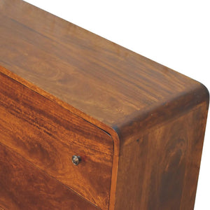 Large Curved Chestnut Chest | Solid Mango Wood | Sculptural Curved Design