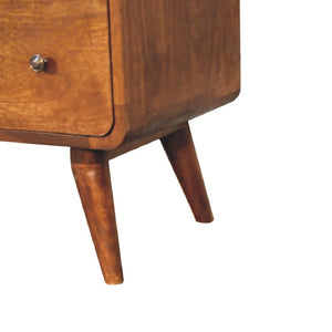 Large Curved Chestnut Chest | Solid Mango Wood | Sculptural Curved Design