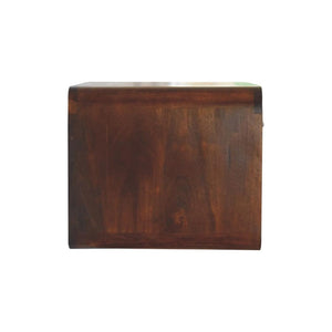 Large Curved Floating Bedside Table | Chestnut Finish | Wall-Mounted Storage