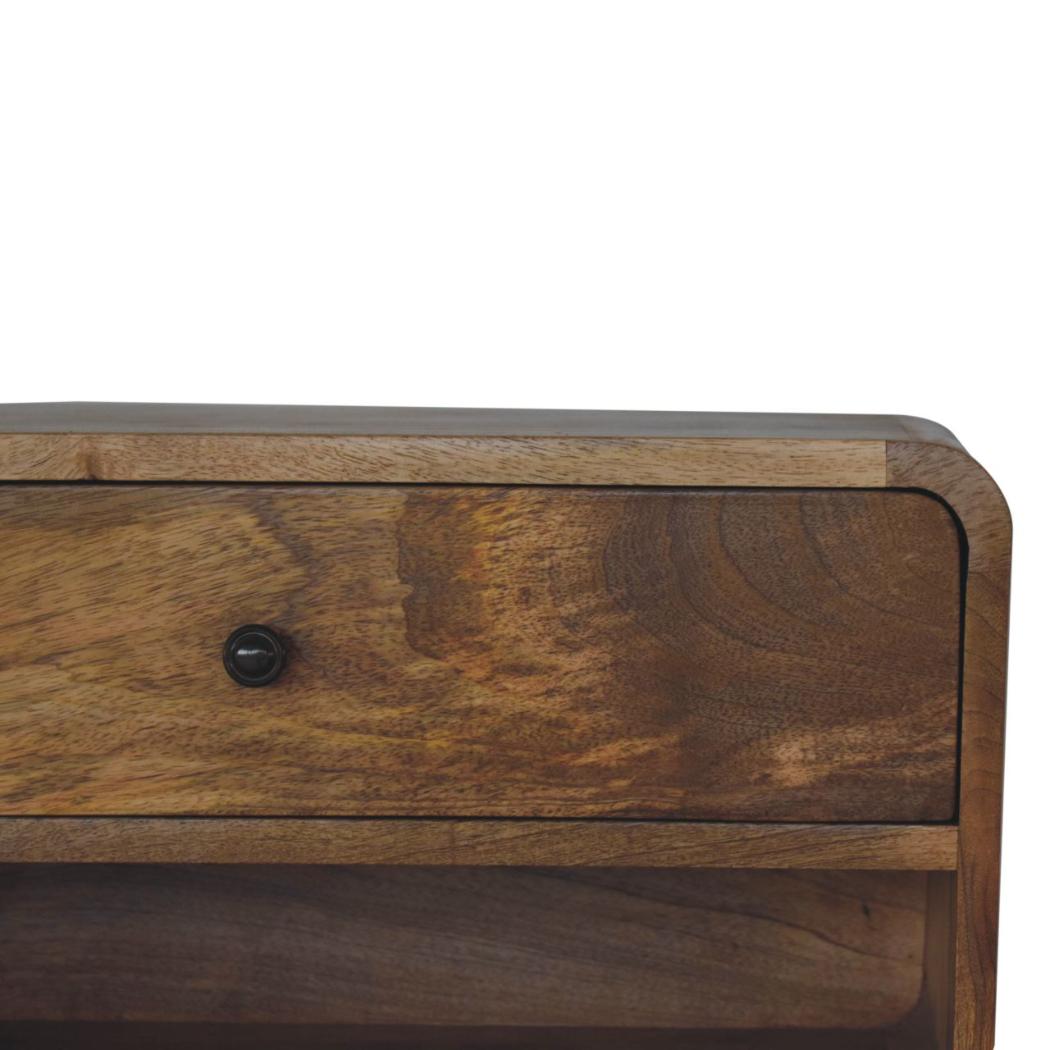 Large Curved Floating Bedside Table | Open Slot | Wall-Mounted Design