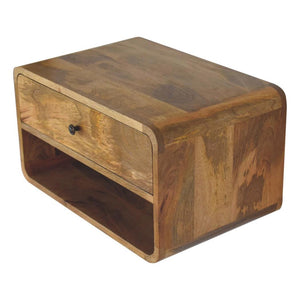 Large Curved Floating Bedside Table | Open Slot | Wall-Mounted Design