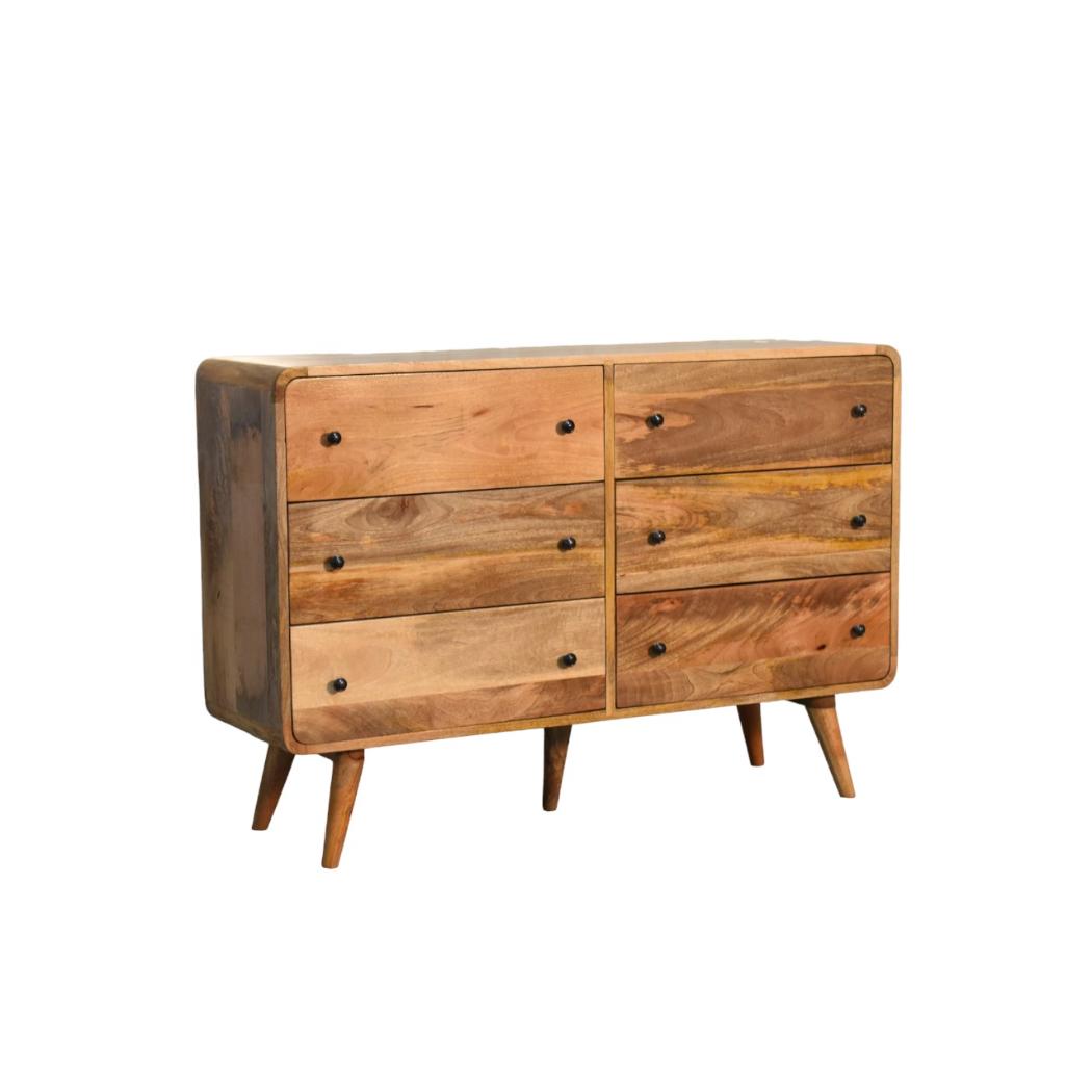 Large Curved Oak-Inspired Chest | Solid Mango Wood | Soft Curved Profile
