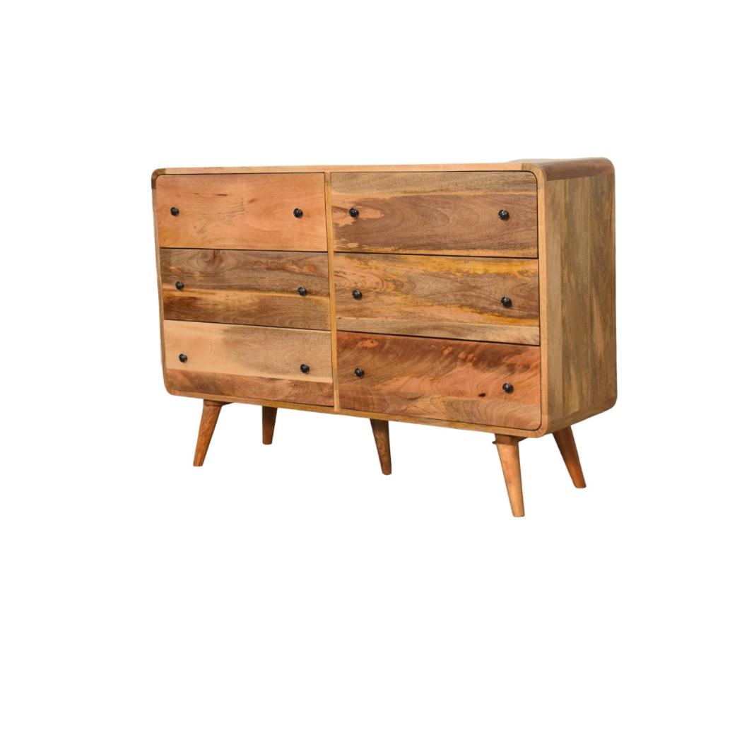 Large Curved Oak-Inspired Chest | Solid Mango Wood | Soft Curved Profile