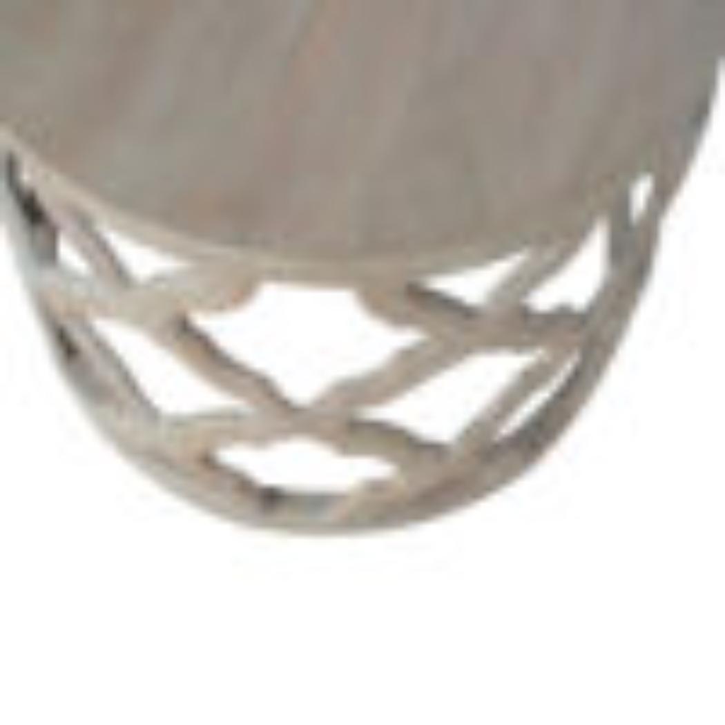 Large Cut-Out Stool | Grey Wash Finish | Sculptural Accent Seating