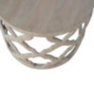 Large Cut-Out Stool | Grey Wash Finish | Sculptural Accent Seating
