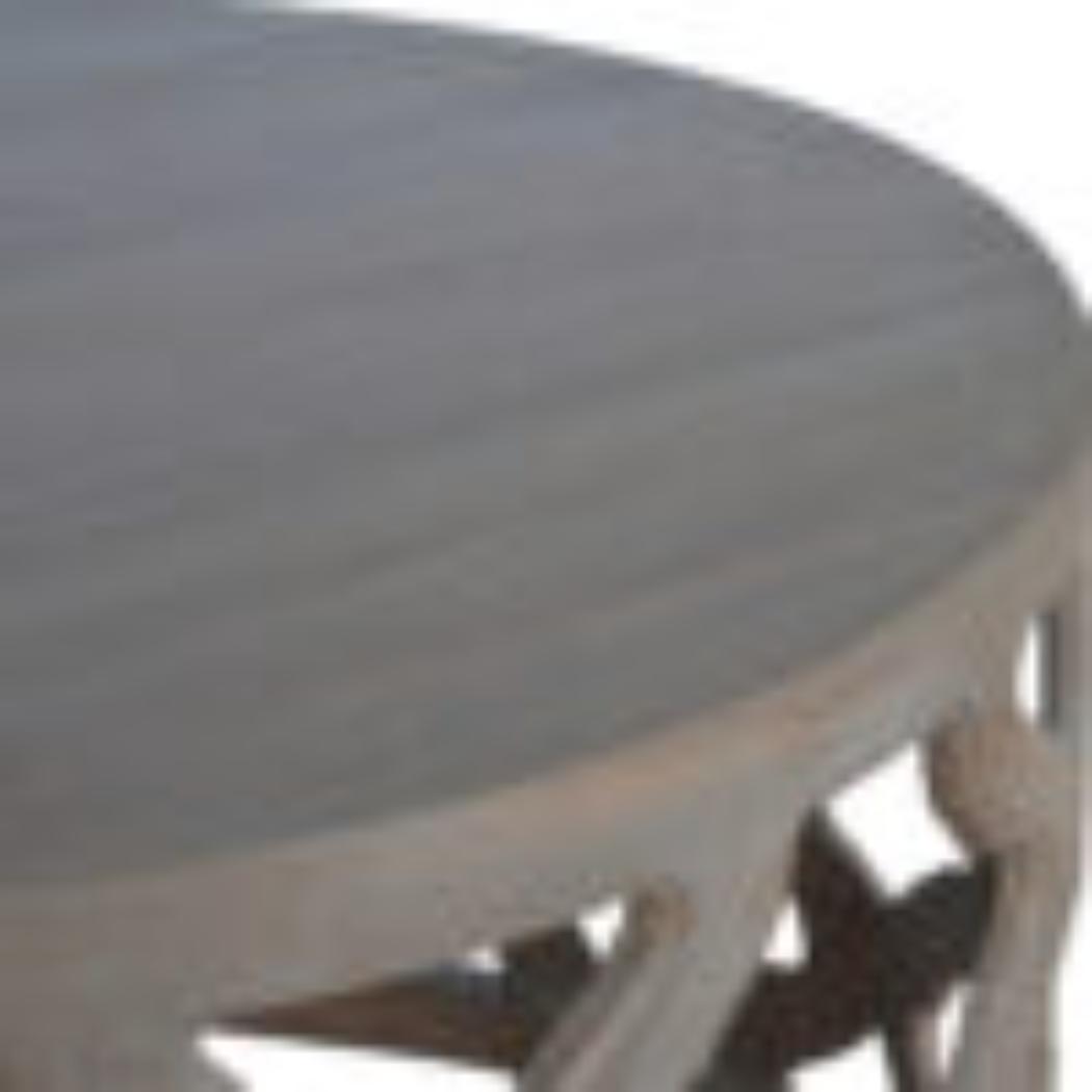 Large Cut-Out Stool | Grey Wash Finish | Sculptural Accent Seating