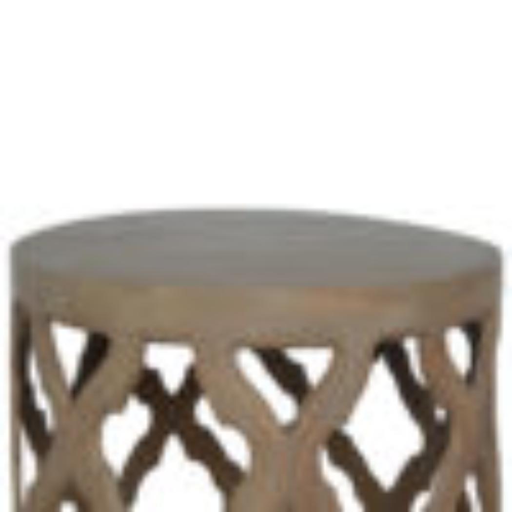 Large Cut-Out Stool | Grey Wash Finish | Sculptural Accent Seating