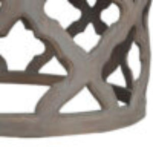 Large Cut-Out Stool | Grey Wash Finish | Sculptural Accent Seating