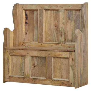 Large Solid Mango Wood Monks Bench | Lift-Up Storage | Oak-Style Finish