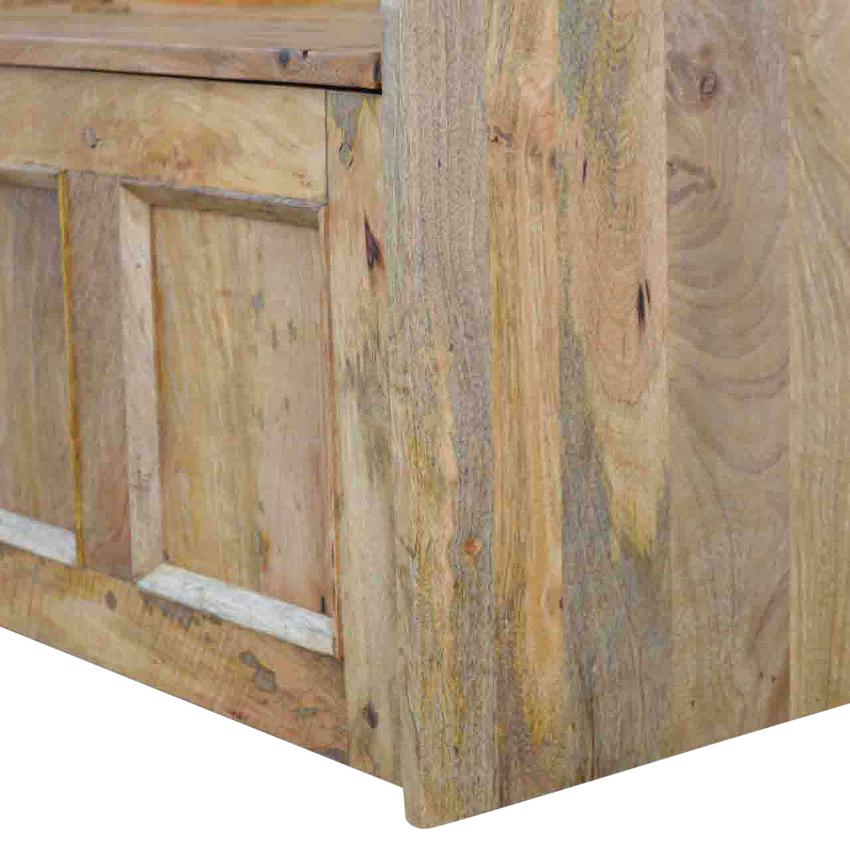 Large Solid Mango Wood Monks Bench | Lift-Up Storage | Oak-Style Finish