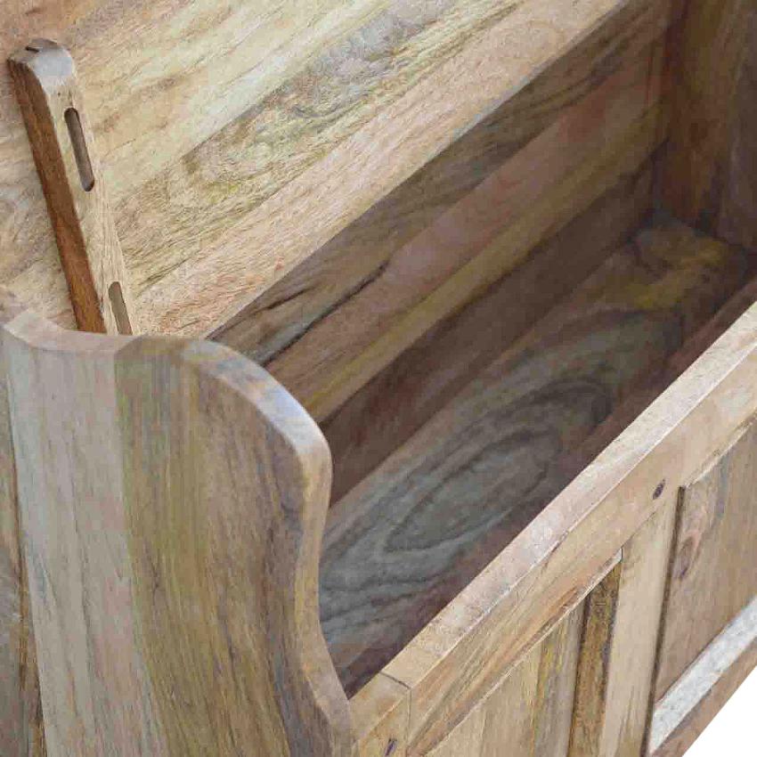 Large Solid Mango Wood Monks Bench | Lift-Up Storage | Oak-Style Finish