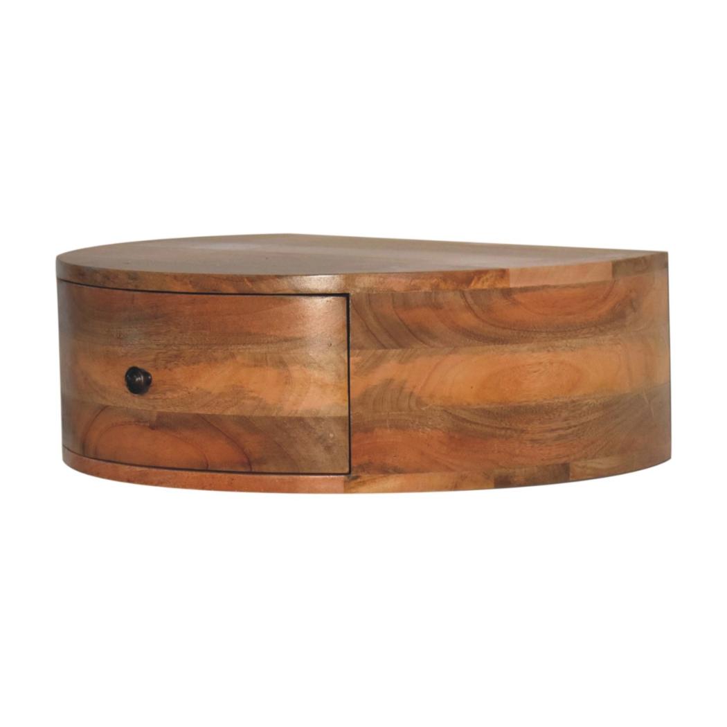 Large Rounded Wall-Mounted Bedside Table | Floating Space-Saving Design