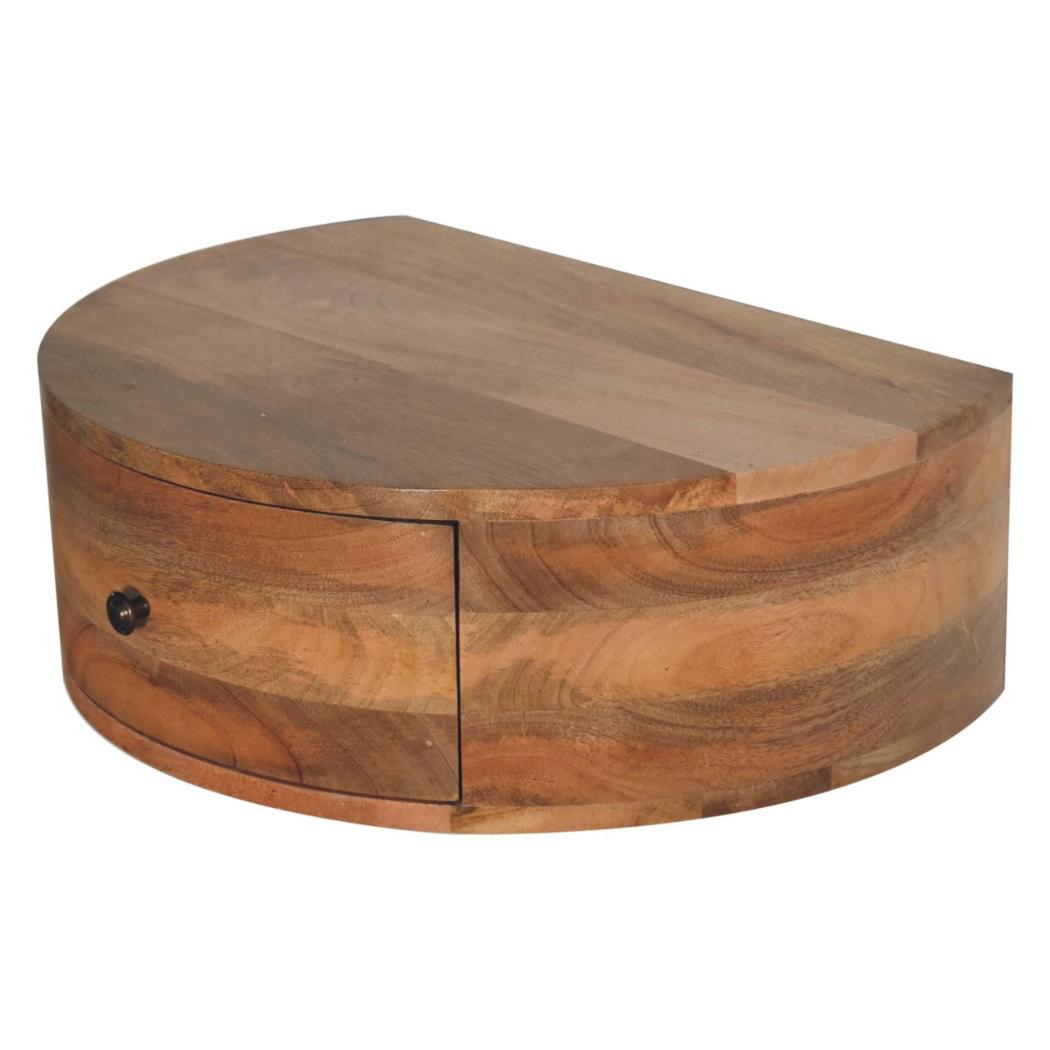 Large Rounded Wall-Mounted Bedside Table | Floating Space-Saving Design