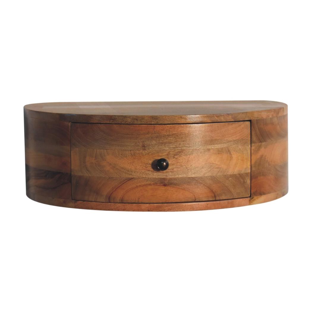 Large Rounded Wall-Mounted Bedside Table | Floating Space-Saving Design