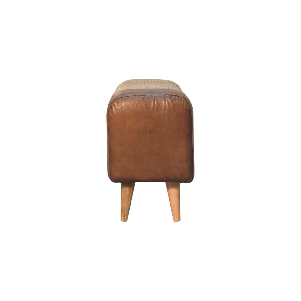 Large Seagrass Buffalo Hide Nordic Bench | Natural & Brown | Nordic-Inspired Design