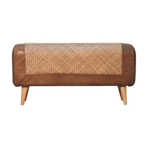 Large Seagrass Buffalo Hide Nordic Bench | Natural & Brown | Nordic-Inspired Design