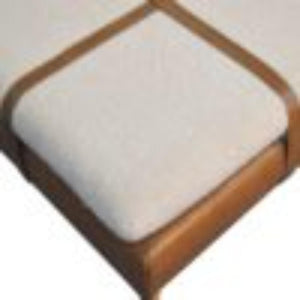 Large Square Footstool | Brown Buffalo Hide Leather & Bouclé | Upholstered Design