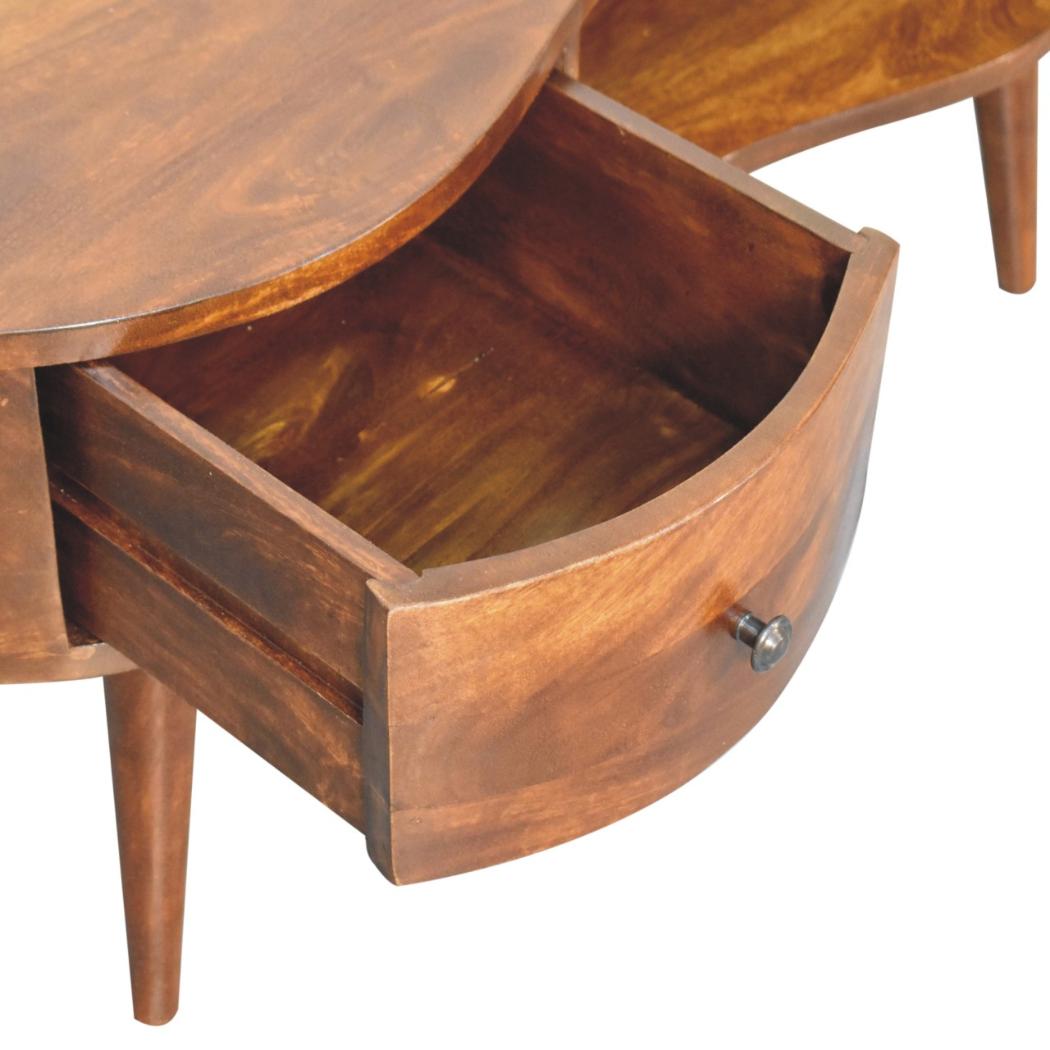 Large Wave Coffee Table | Chestnut Finish | Sculptural Living Room Design