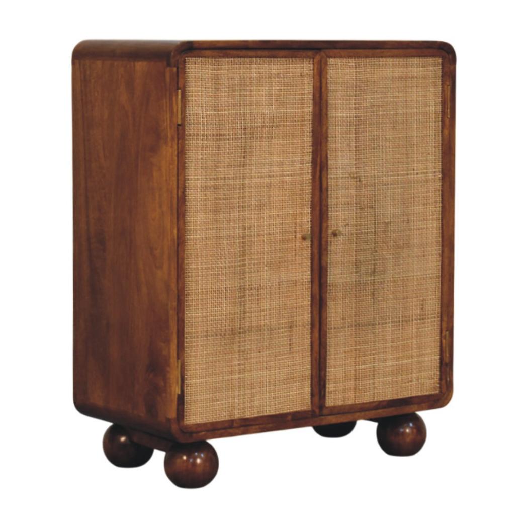 Larissa 2 Door Cabinet | Solid Mango Wood | Chestnut Finish | Versatile Storage Cupboard