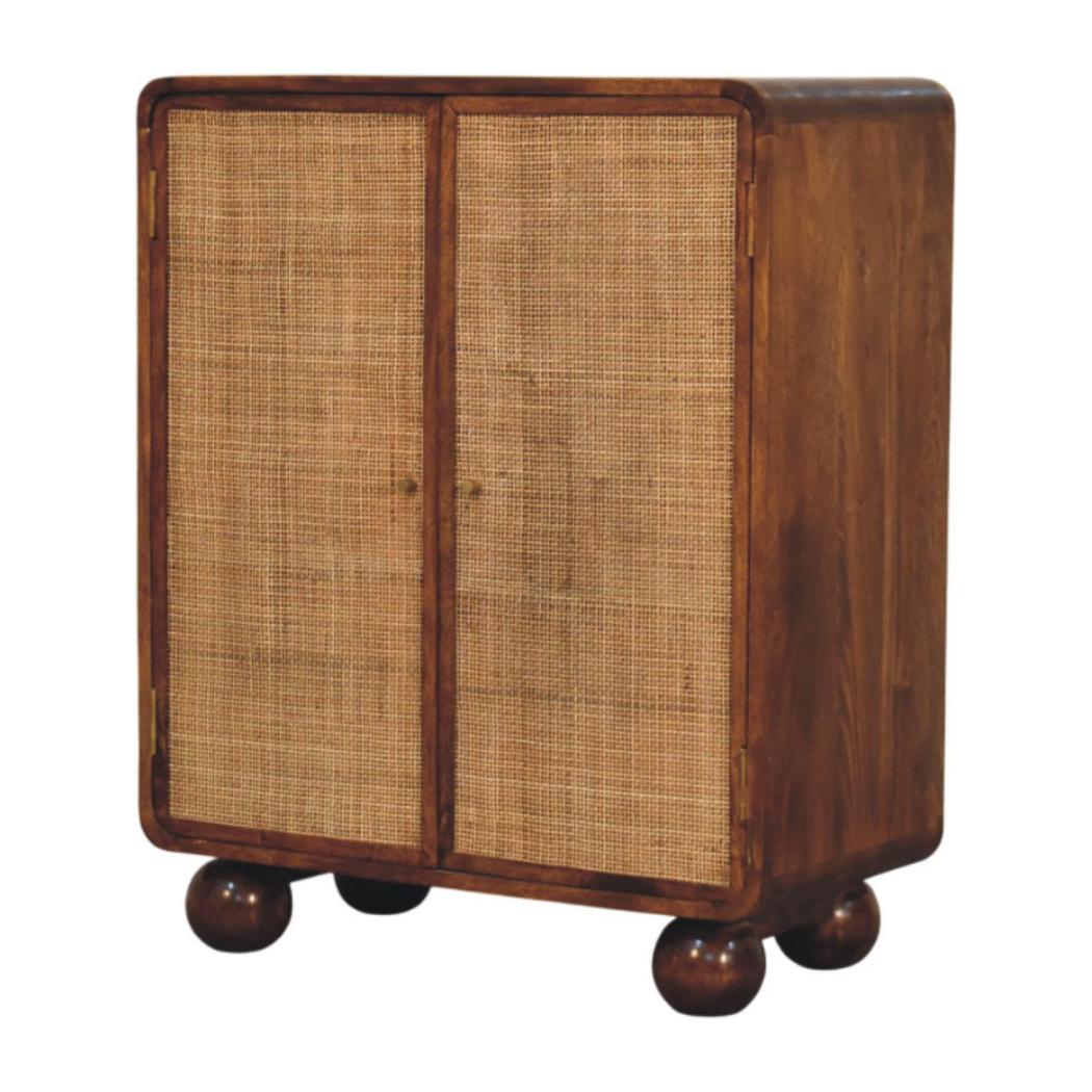 Larissa 2 Door Cabinet | Solid Mango Wood | Chestnut Finish | Versatile Storage Cupboard
